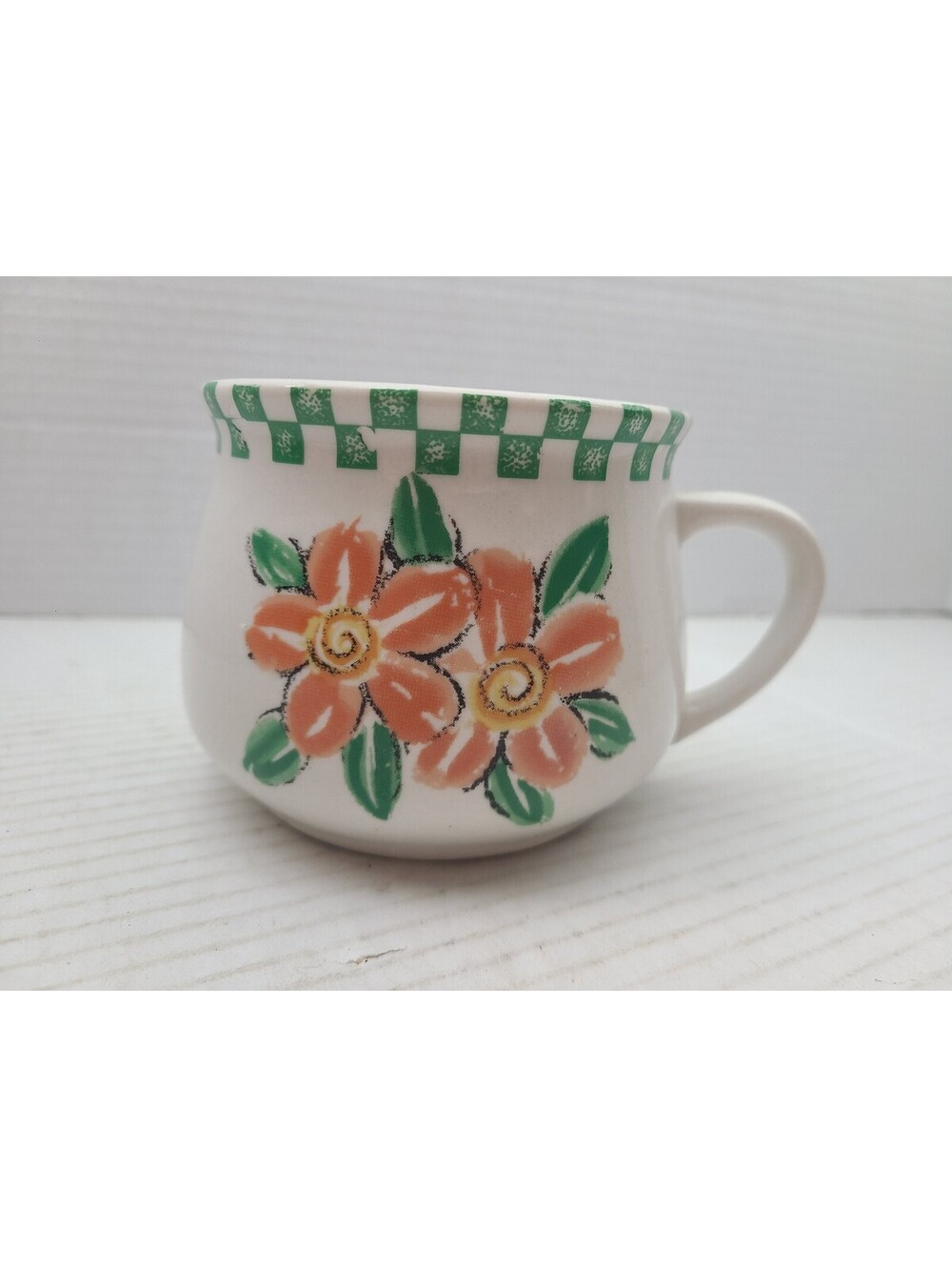 Vintage Hand Painted Floral Soup Style Country Cottage Ceramic Coffee Mug